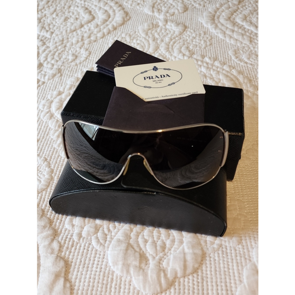 Poshmark Vintage Prada Oversized Shield Sunglasses in Black - Picture 1 of 2